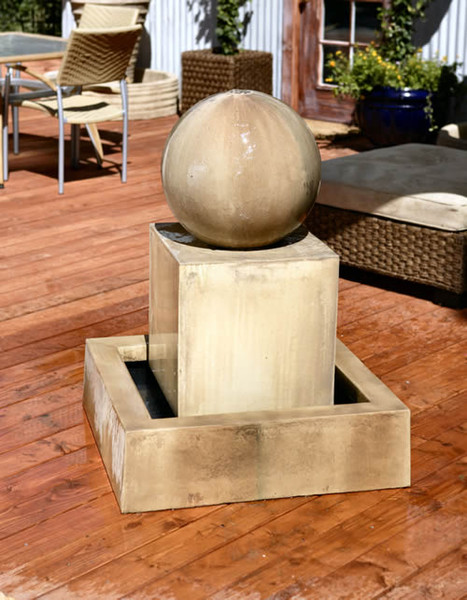 Block Fountain With Ball Geometric Shapes